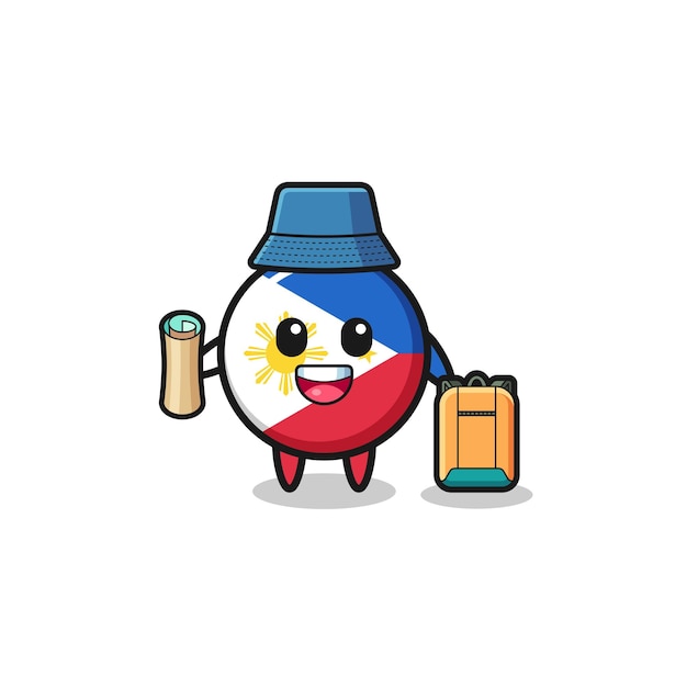 Philippines flag mascot character as hiker