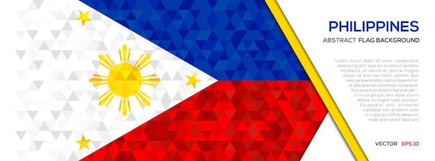 Bandiera delle filippine con modello di sfondo a forma geometrica del poligono astratto