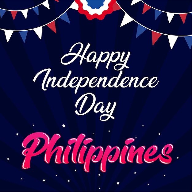 Vector philippines independence day vector illustration hand drawn creative with flag