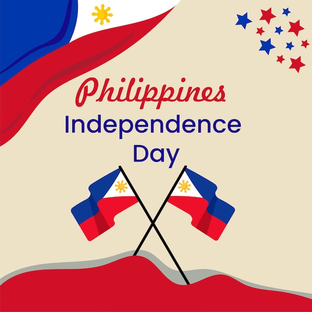 フィリピン独立記念日ベクトル イラスト手描きのフラグでクリエイティブ