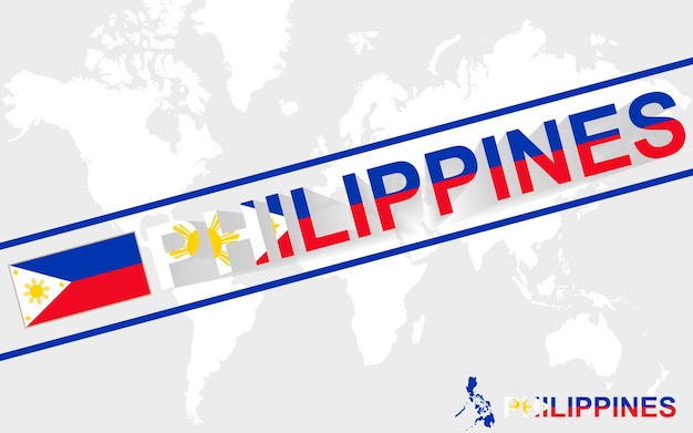 Philippines map flag and text illustration