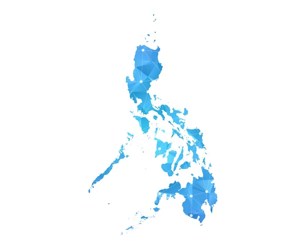 Philippines map line dots polygonal abstract geometric.