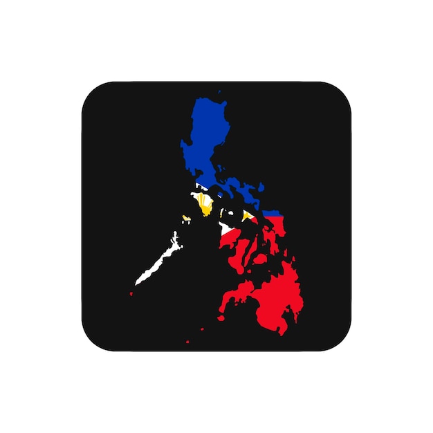 Philippines map silhouette with flag on black background