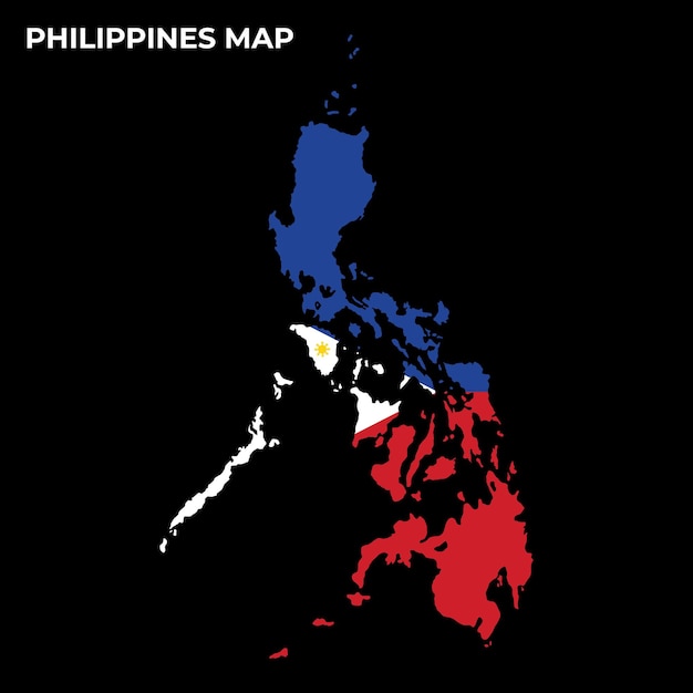 Vector philippines national flag map design illustration of philippines country flag inside the map vector