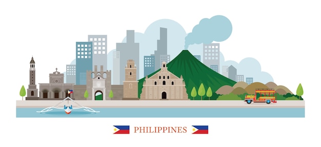 Vector philippines skyline landmarks