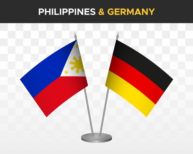 フィリピン対ドイツ デスク フラグ モックアップ分離 3 d ベクトル イラスト テーブル フラグ