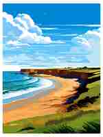 Vector phillip island australia deco vintage travel poster souvenir postcard portrait painting illustration
