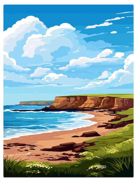 Phillip island australia deco vintage travel poster souvenir postcard portrait painting illustration