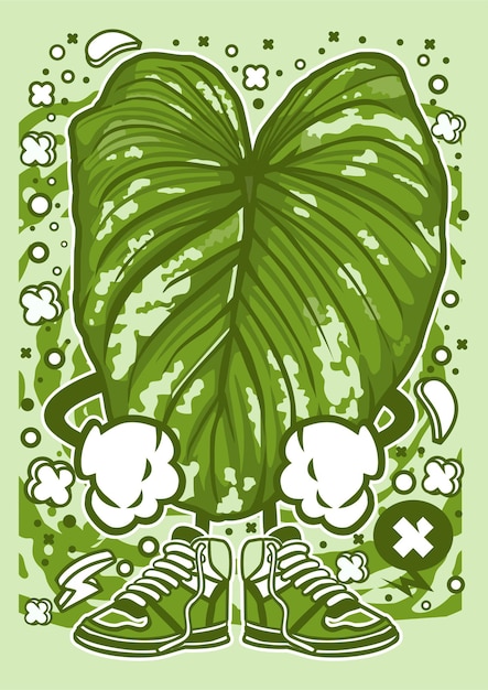 Vector philodendron mamei cartoon character