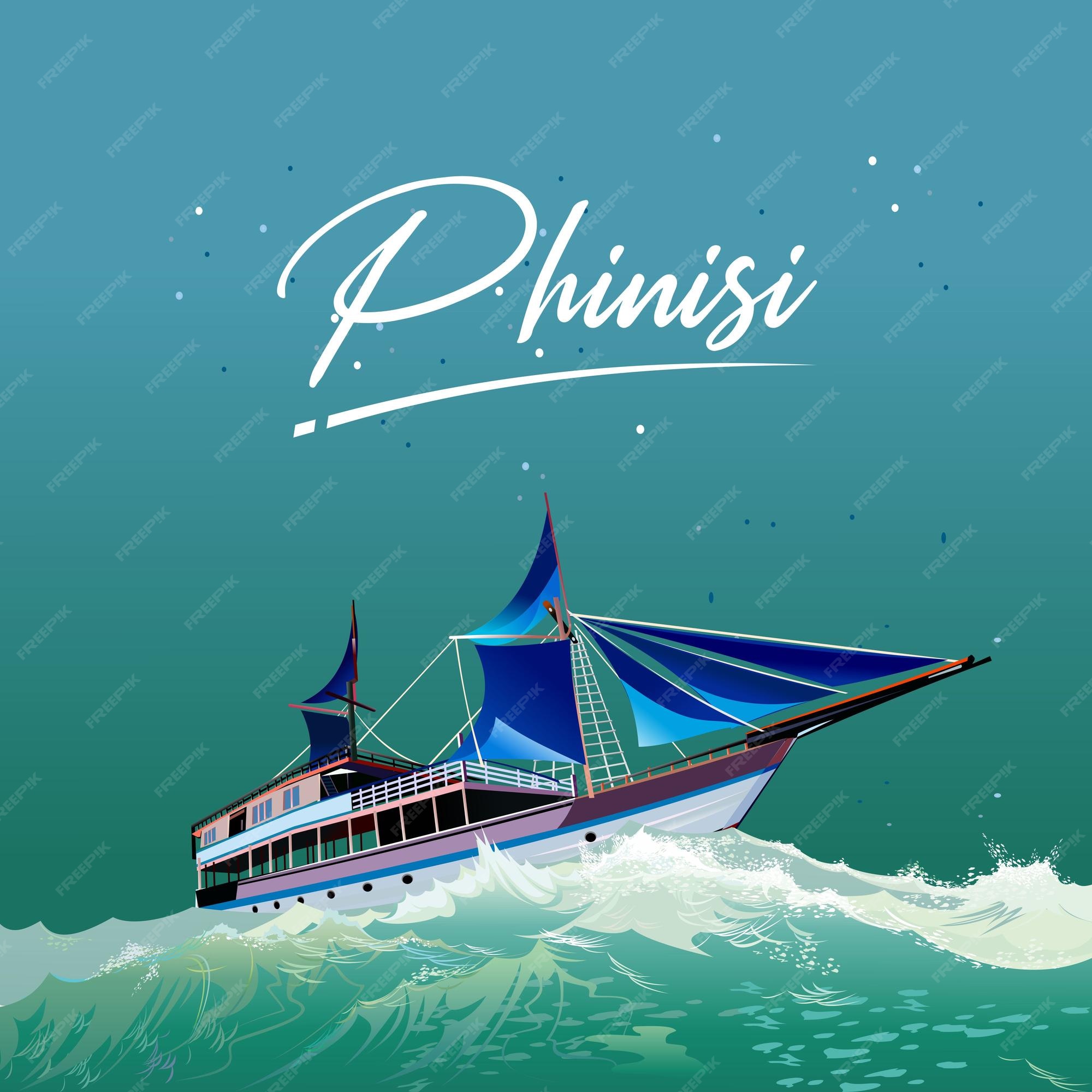 Premium Vector | Phinisi sailing ship vector with illustrations on