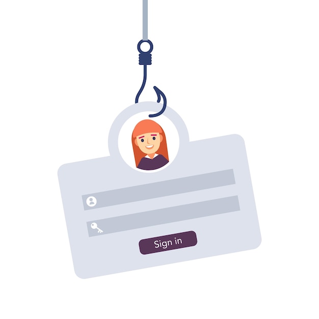 Phishing hook and login form Phishing Login Credentials Concept Vector illustration