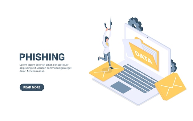 Phishing - internet fraud. Vector illustration.