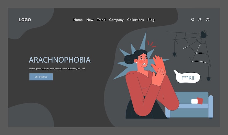वेक्टर phobia web banner or landing page dark or night mode humans irrational inner fears and panic mental