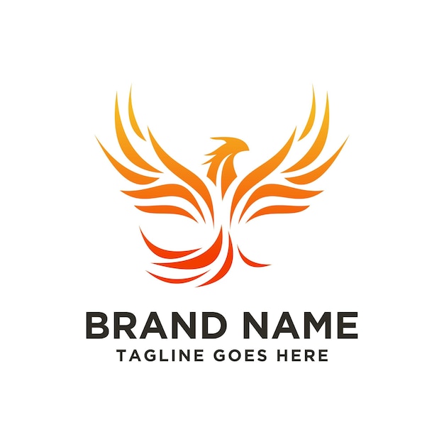 Vector phoenix bird fire logo template