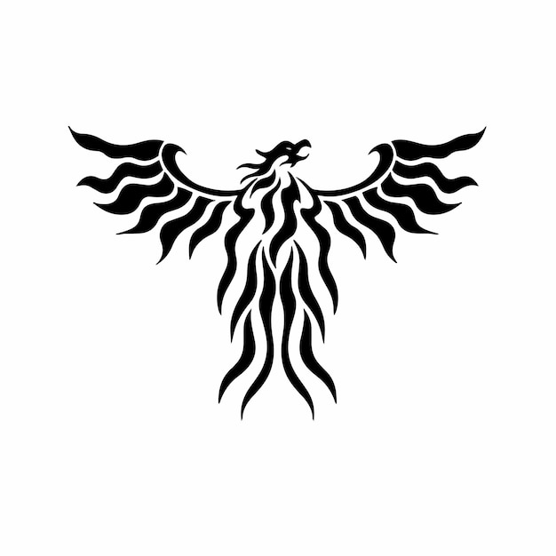 Phoenix Bird Logo Tribal Tattoo Design Stencil Vector Illustration