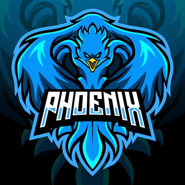 Vettore mascotte dell'uccello di phoenix. logo esport