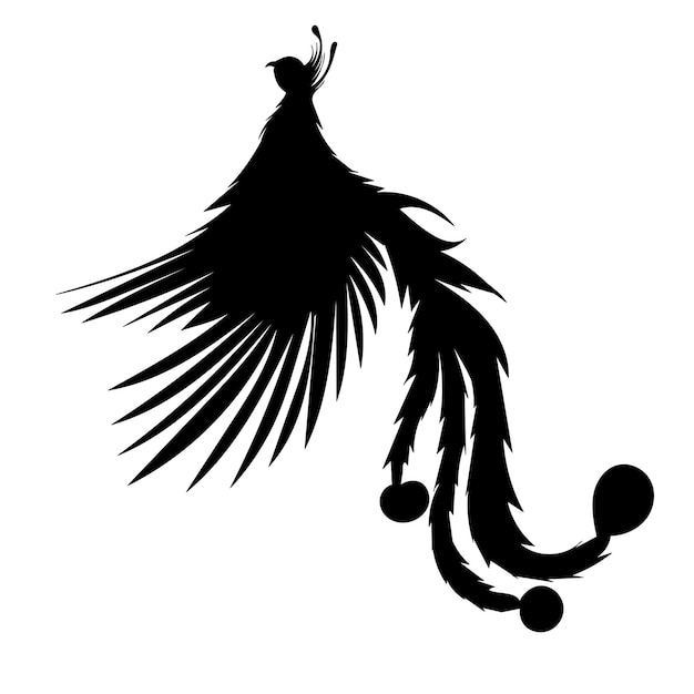 Силуэт птицы феникс, на белом фоне, вектор, изолированные