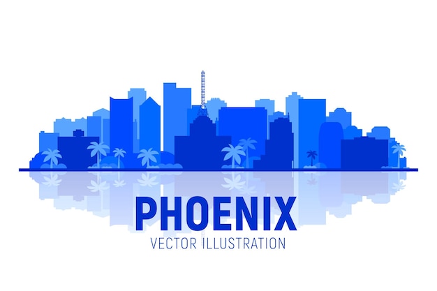 Vector phoenix city shilouette skyline arizona vs vectorillustratie bedrijfs- en toerismebeeld