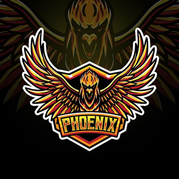 Phoenix esport logo carattere icona