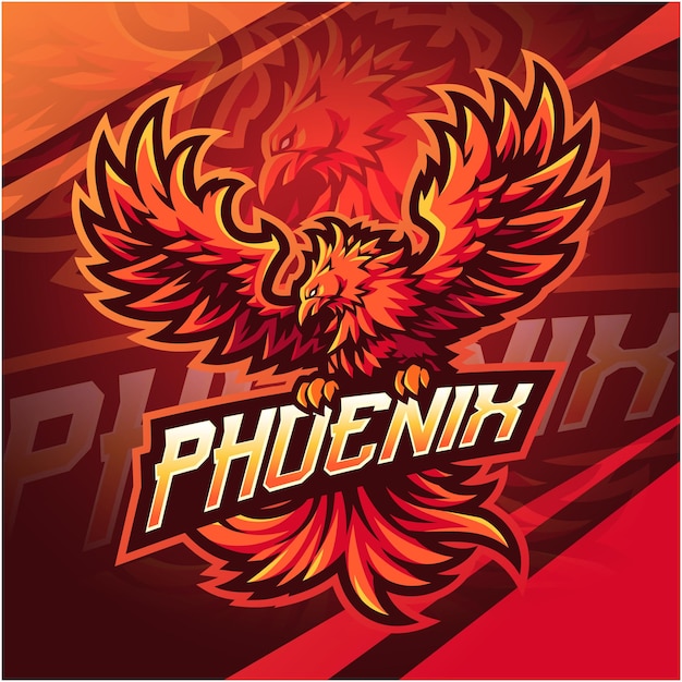 Phoenix esport талисман дизайн логотипа
