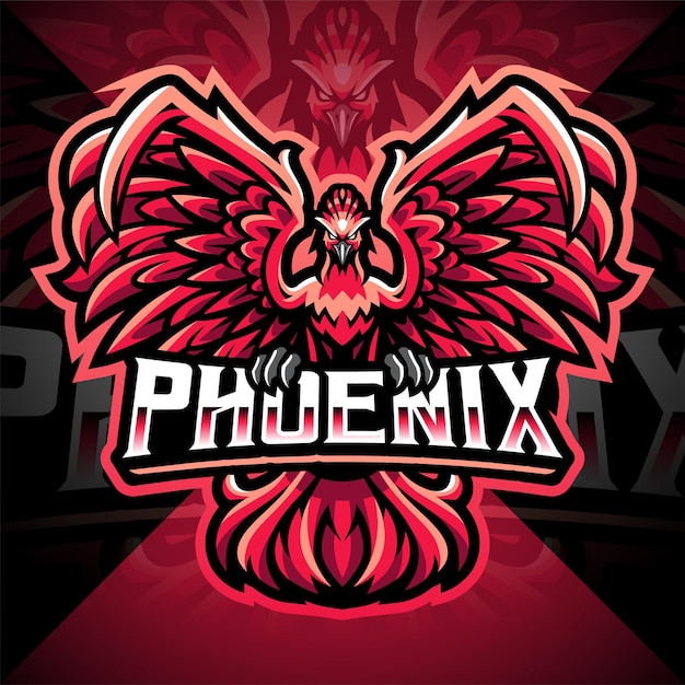 Design del logo della mascotte di phoenix esport