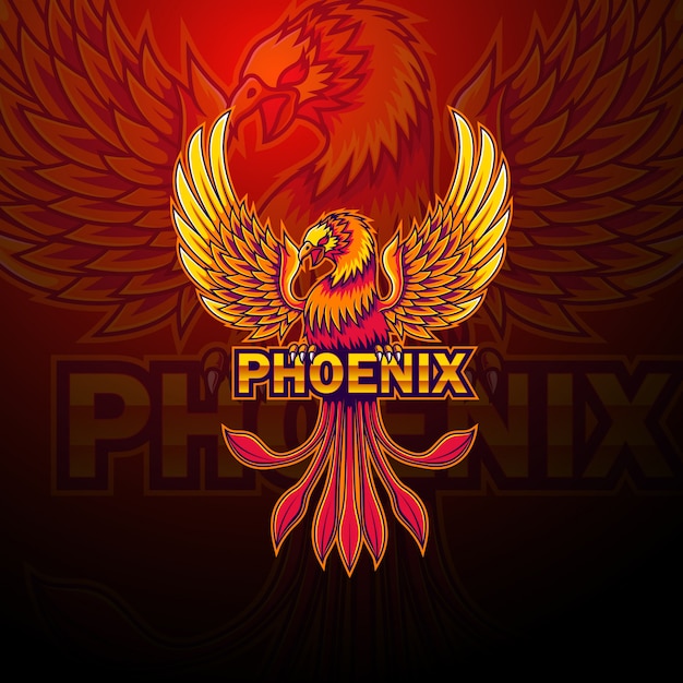 Phoenix esport талисман дизайн логотипа