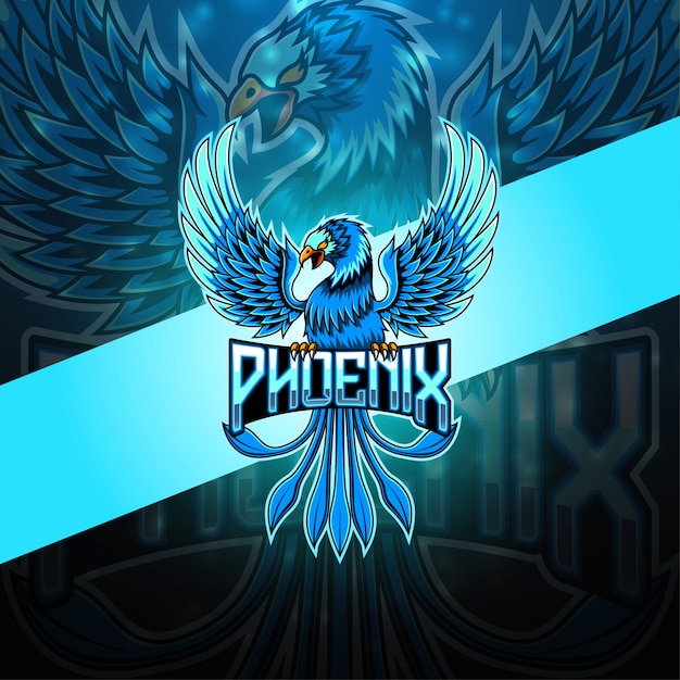 Vettore logo della mascotte di phoenix esport