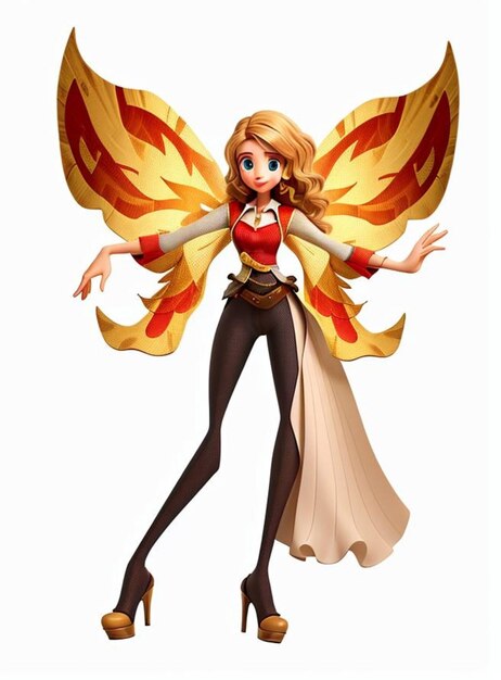 Phoenix fairy girl with brown hair Vector