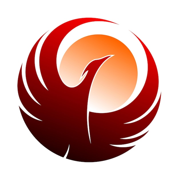 Vector phoenix flying reaching the moon simple logo design