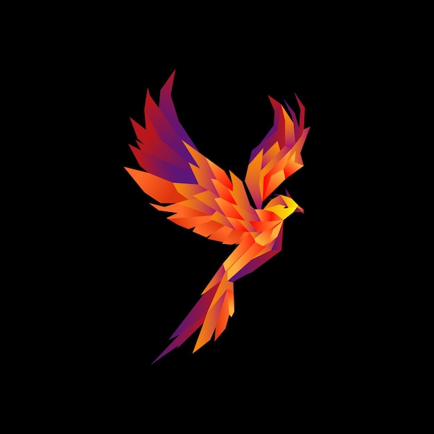 Vector phoenix geometric logo design vector