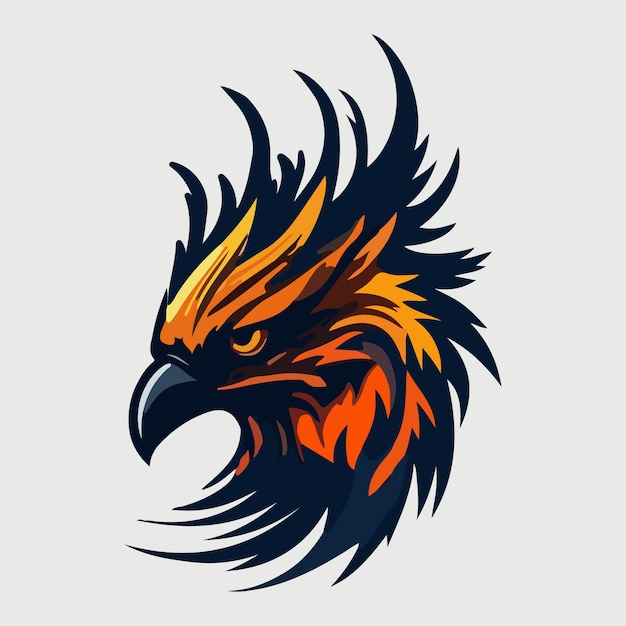 Phoenix head mascot esport logo vector illustration with isolated background