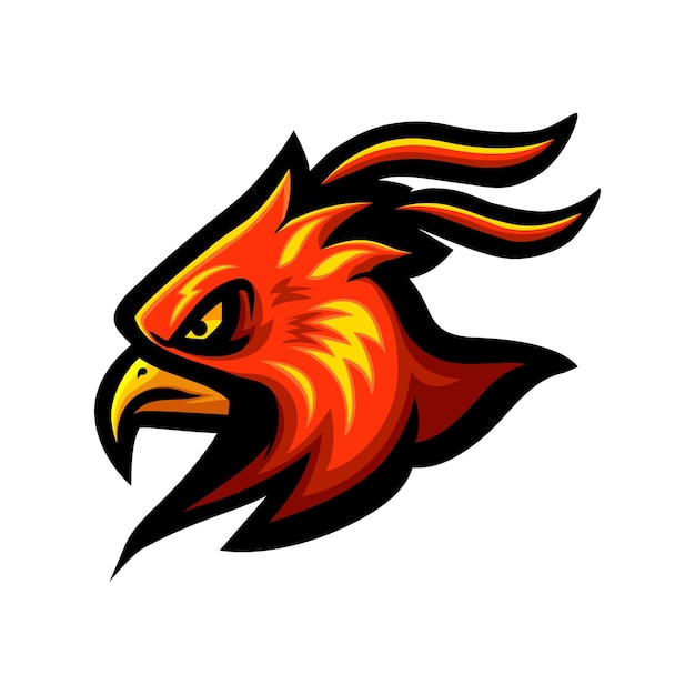 Phoenix hoofd logo mascotte ontwerp