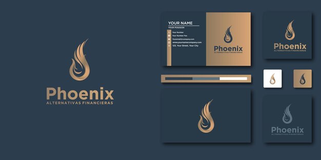 Modello di lettera phoenix con concetto moderno e design di biglietti da visita