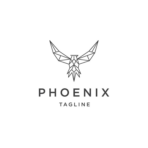 Phoenix lijn logo pictogram ontwerp sjabloon platte vector