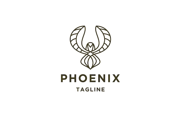 Phoenix line logo design template flat vector