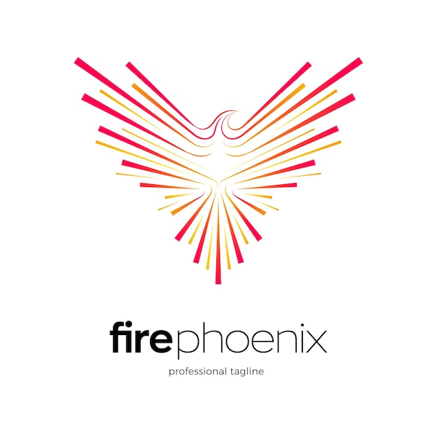 Design del logo phoenix con fuochi d'artificio