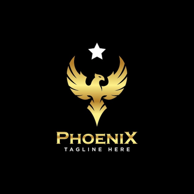 Logo phoenix in oro su sfondo nero