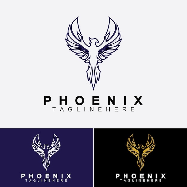 Modello di disegno dell'illustrazione di vettore del logo di phoenix