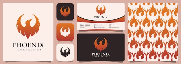 Phoenix logo con set di pattern e biglietti da visita