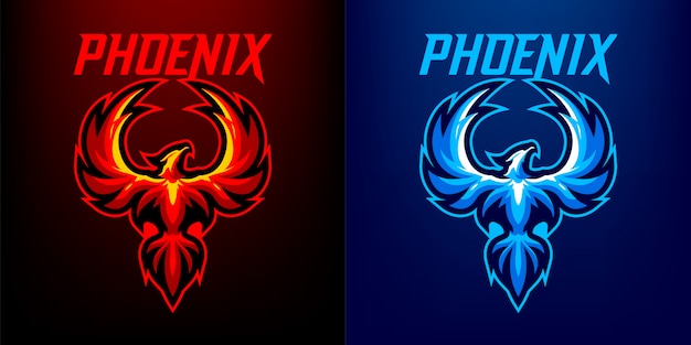 Logo della mascotte di phoenix per lo sport e esport isolato