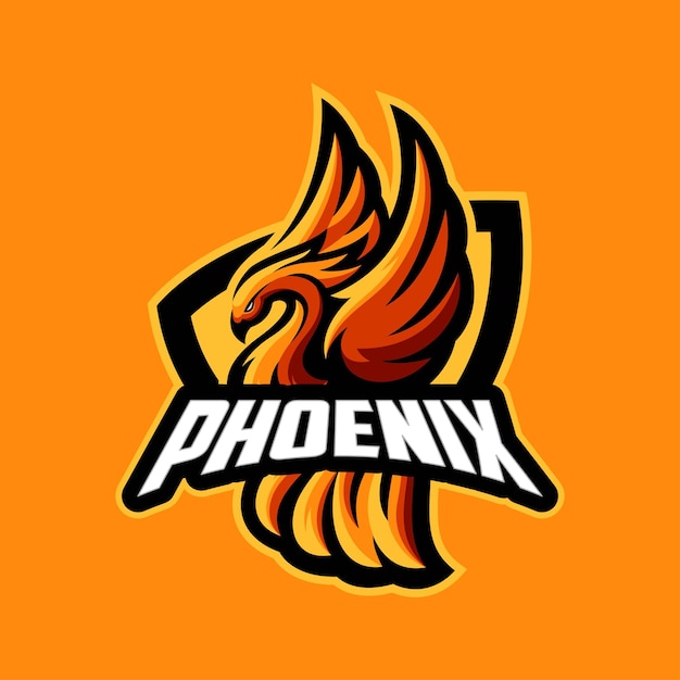 Modello di logo per lo sport e l'esport della mascotte della fenice