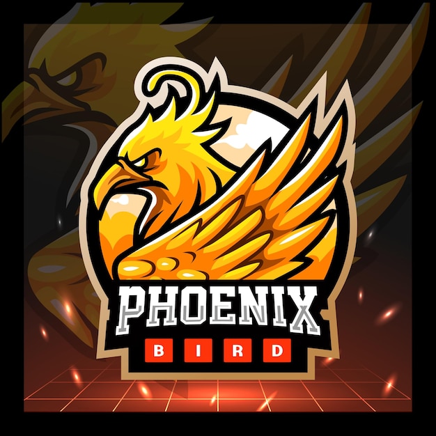 Phoenix mascotte esport logo badge