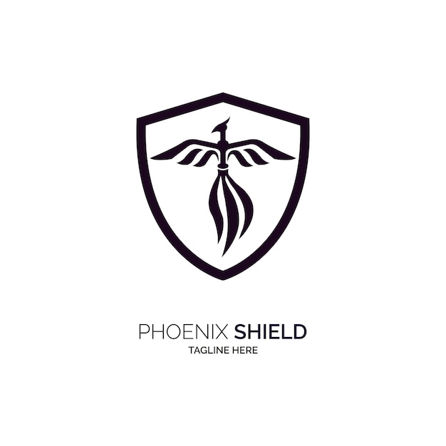 Phoenix Shield-logo ontwerpsjabloon silhouet voor merk of bedrijf en andere