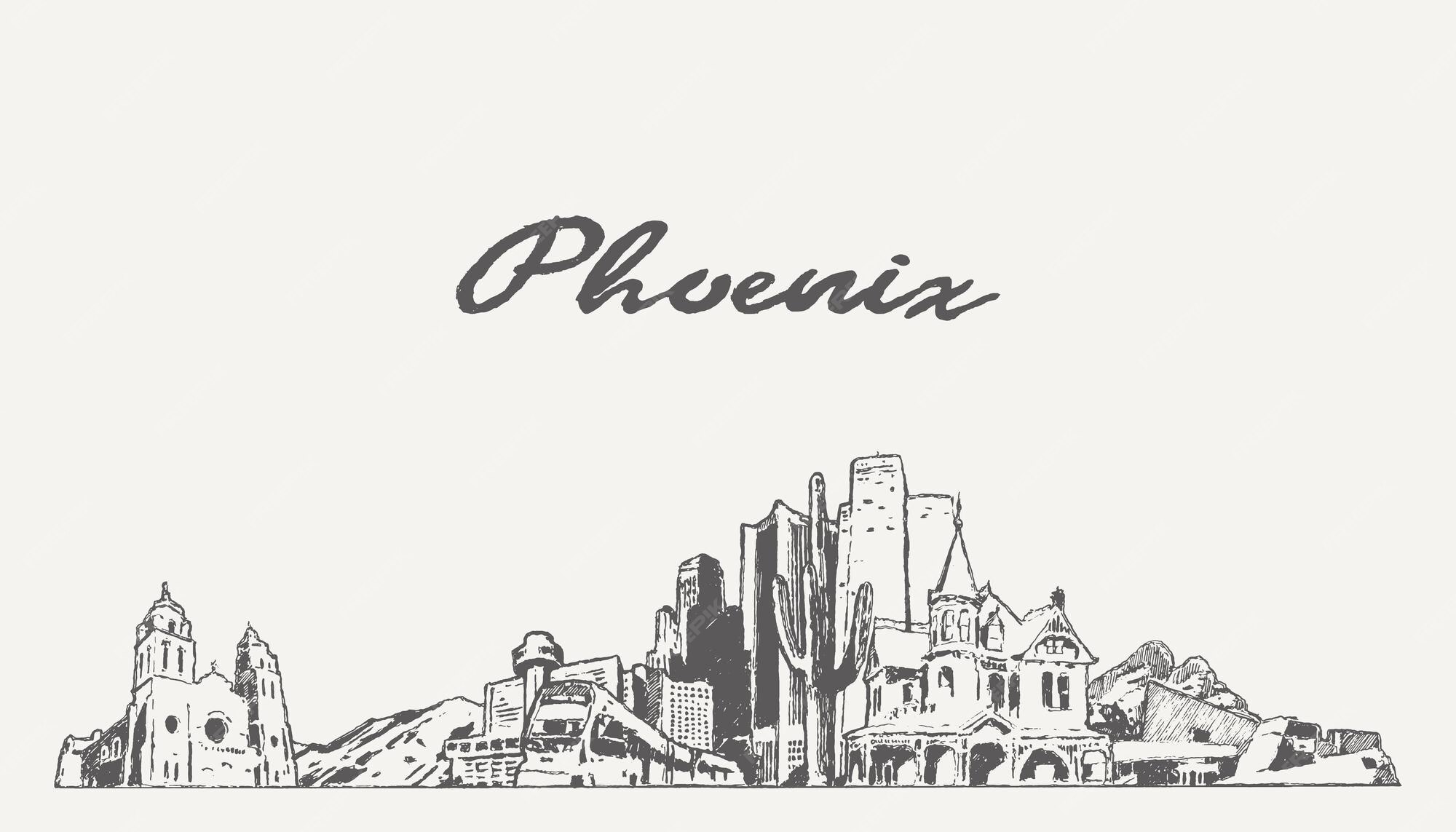 Premium Vector Phoenix Skyline Arizona Usa Hand Drawn Sketch premium-vector-phoenix-skyline-arizona-usa-hand-drawn-sketch