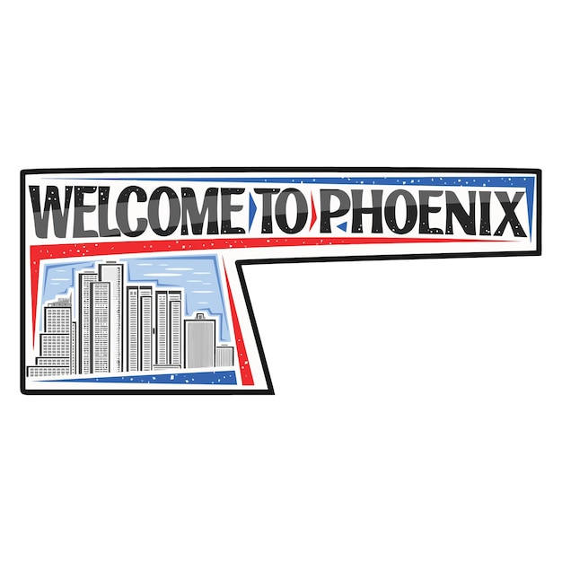 Phoenix Skyline Landmark Vlag Sticker Embleem Badge Reizen Souvenir Illustratie