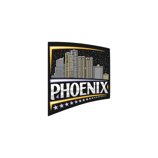 Phoenix Skyline Landmark Vlag Sticker Embleem Badge Reizen Souvenir Illustratie