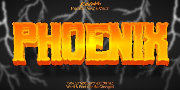 Phoenix Vector Text Effect Bewerkbaar Alfabet Vuur Mythologie Legende