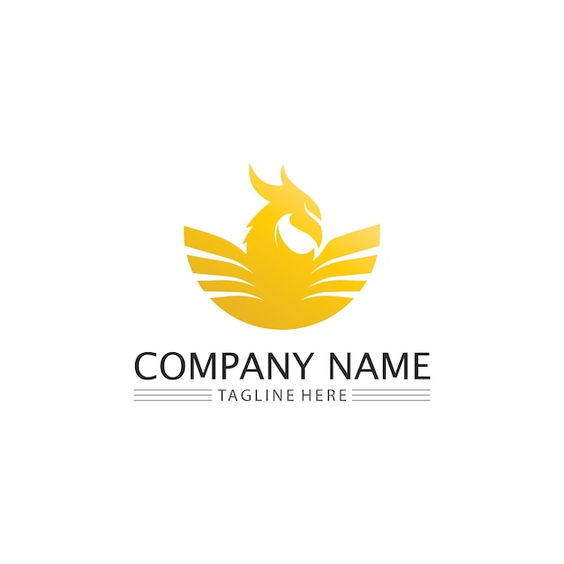 Phoenix vogel symbool en logo ontwerp vectorillustratie