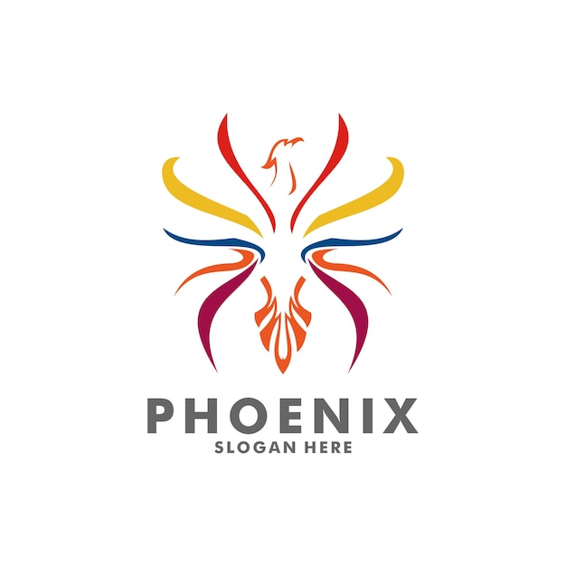 phoenix wing logo animal abstract luxury and colorful phoenix logo illustration template