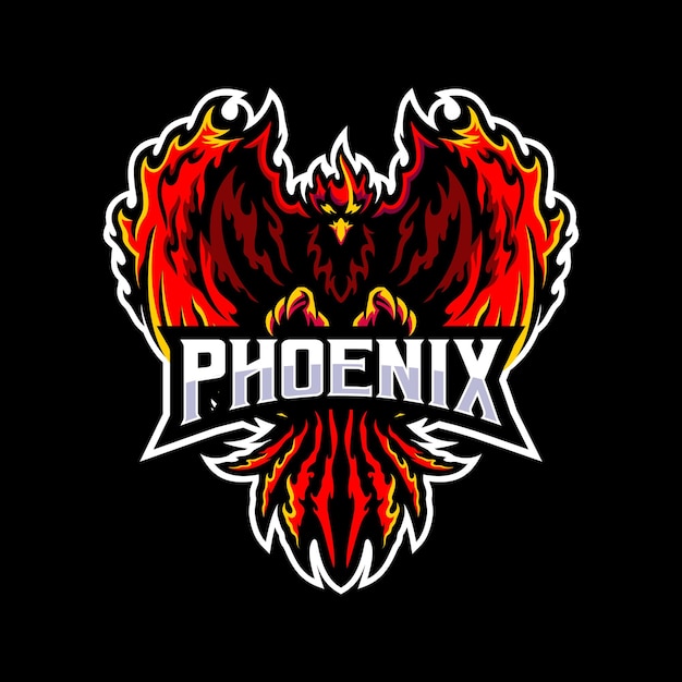 Phoenix with flame wings illustration